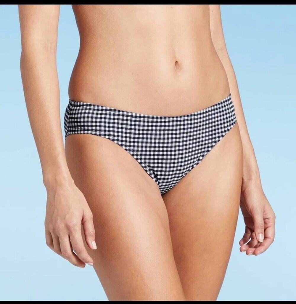 Women's Gingham Textured Medium Coverage Hipster Bottom - Kona Sol XL 16-18 NWT